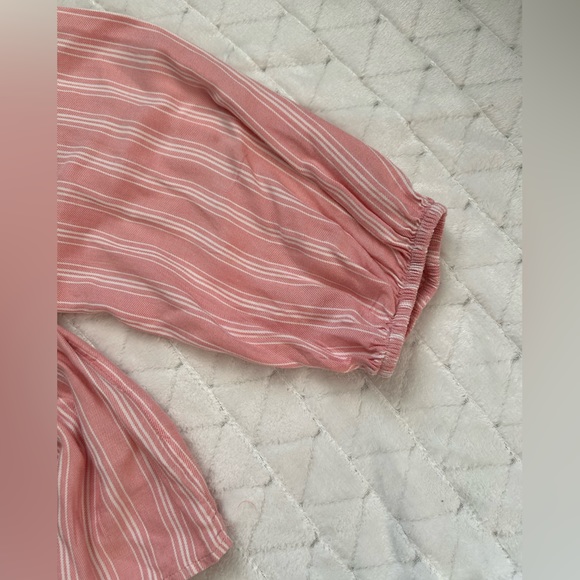 Time and Tru Pink & White Striped Top with Tie Detail & Bell Sleeves Size Small - Picture 7 of 8